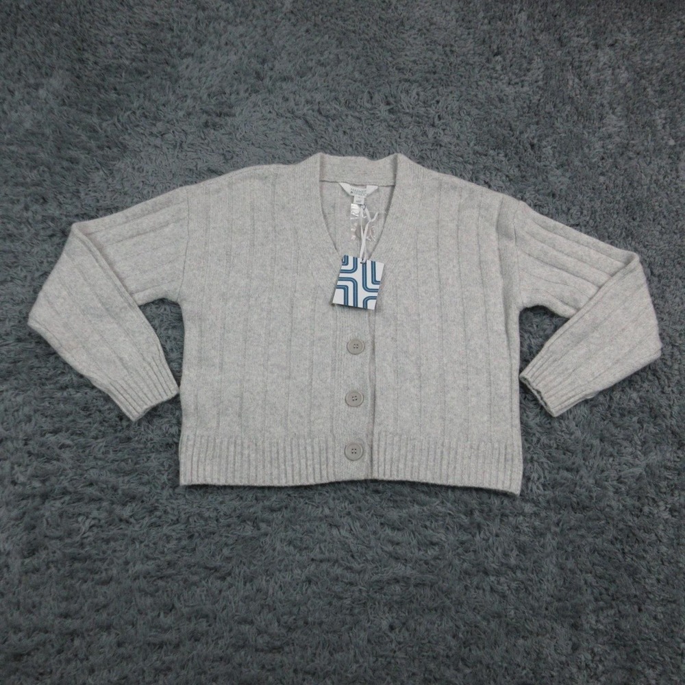 Market & Spruce Cardigan Sweater Womens Medium Gray V Neck Knit Button Front NWT